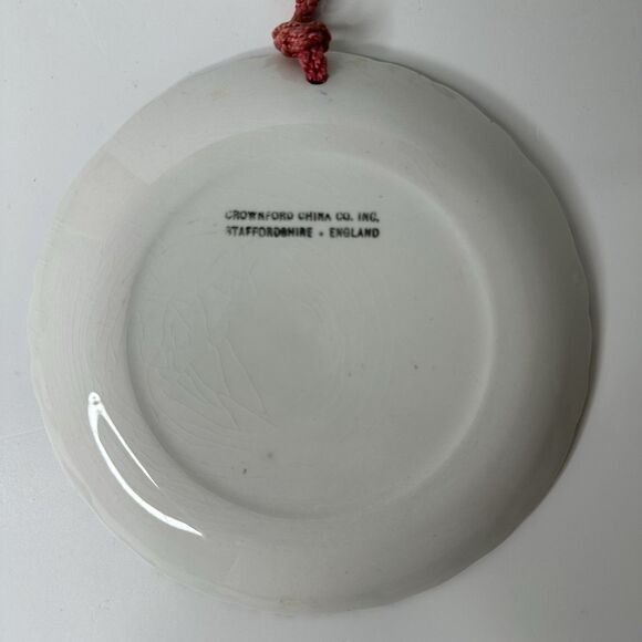 Vtg Crownford Two Fond Hearts Blue White Hanging Plate Gallery Wall Decor 5.5" - Picture 2 of 11